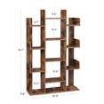 thumbnail image 3 of VASAGLE Bookshelf, Tree-Shaped Bookcase with 13 Storage Shelves, 33.9”L x 9.8”W x 55.1”H, Rustic Brown, 3 of 7