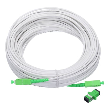 Unique Bargains 1Pcs 98.4 Pieds Monomode Simplex OS2 Câble à Fibre Optique LSZH SC/APC-SC/APC Cavalier Blindé Optique Blanc avec Adaptateur