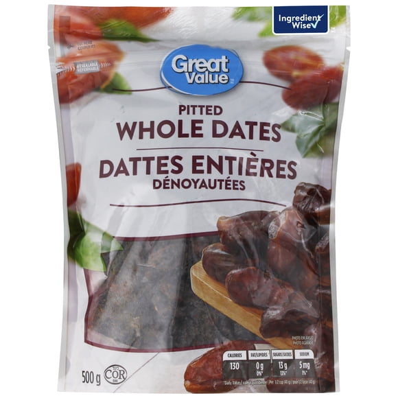 Dattes entières sans noyaux Great Value