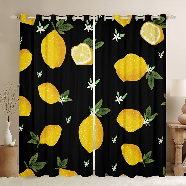 Erosebridal Rideaux Tropicaux Citron pour Salon, Rideaux et Draperies Fruits de Saison Estivale (52x84), Jaune Vert