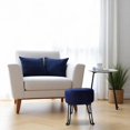 thumbnail image 4 of Plush Blue Velvet Round Ottoman – Compact Modern Footstool with Black Metal Hairpin Legs, 4 of 7