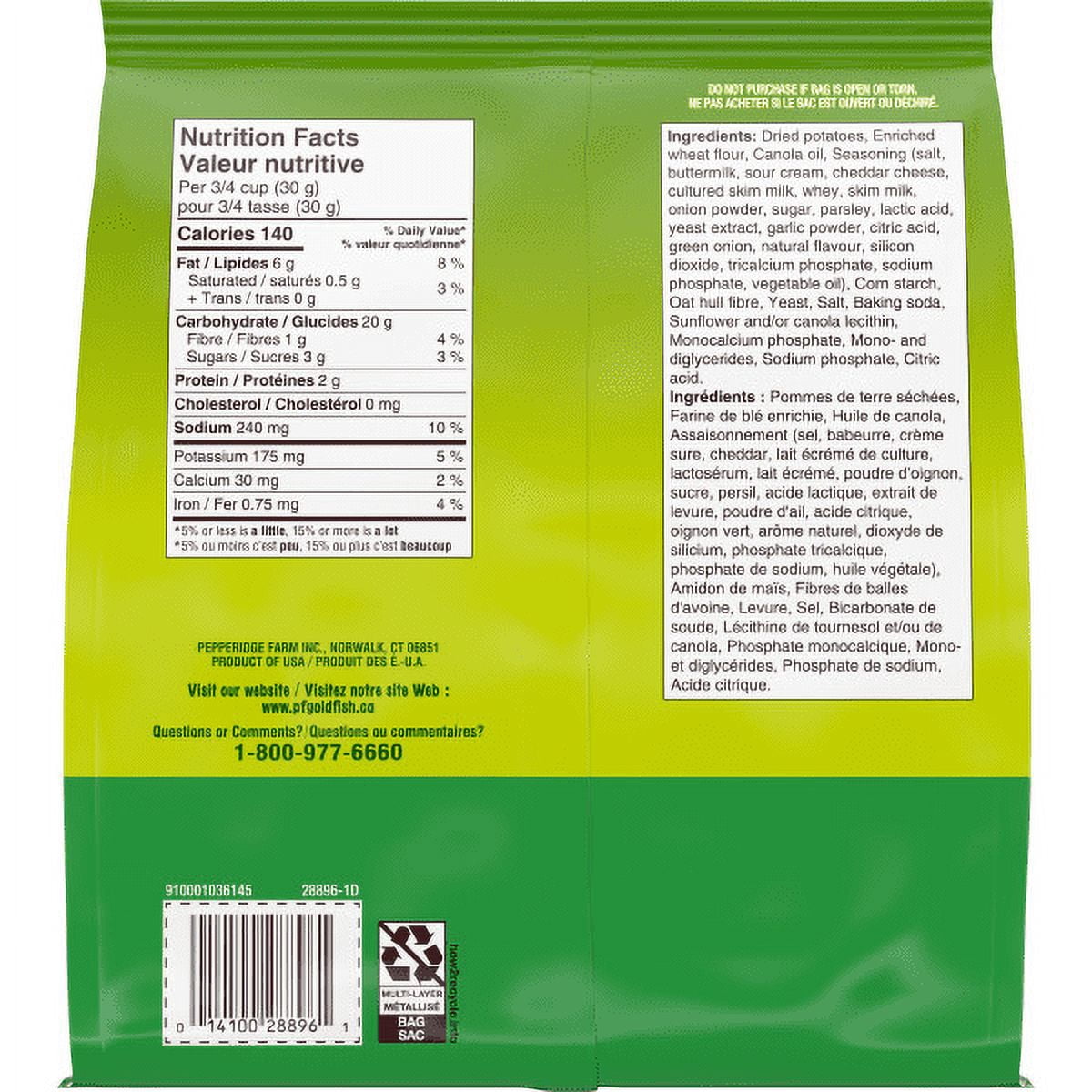 GoldfishMD CROUSTILLANTS Crème sure et oignon Mini-craquelins cuits au four; Sachet de 177 g