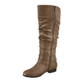 thumbnail image 3 of Bottes Cavalières à Fermeture Éclair pour Femmes, Hauteur Genou, Décontractées, Talon Plat Bas, Bottes d'Hiver, Chaussures (Cognac, 11), 3 of 5
