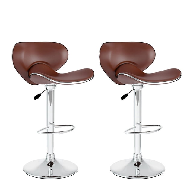 Marcus Curved Form Fitting Upholstered Adjustable Barstools - Set of 2