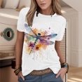 thumbnail image 2 of LUOGENLI T-shirts pour Femme pour Femmes Femmes Été Décontracté Mode Col Rond Manches Courtes T-Shirt à Imprimé Floral Haut T-shirts pour Femmes T-shirts Graphiques T-Shirt de la Saint-Patrick T-shirts Femmes Blanc Pâques Bleu P, 2 of 4