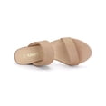 thumbnail image 4 of Women's Dual Straps Mid Chunky Heel Slide Sandals Nude 7, 4 of 7