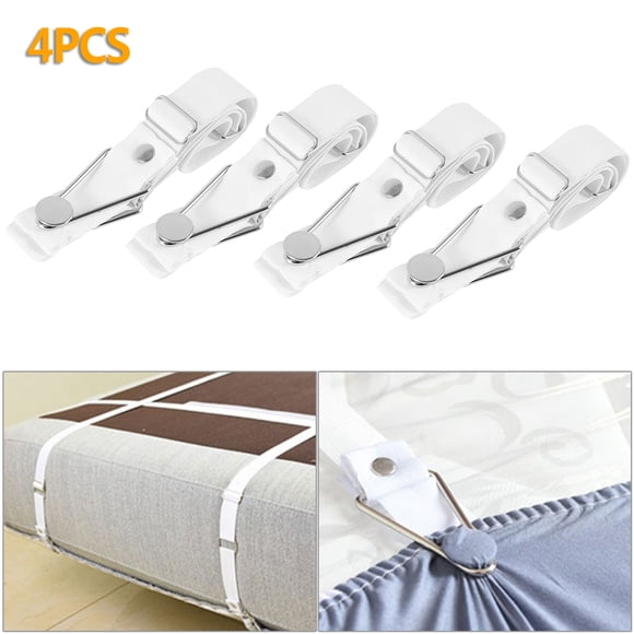 4pcs Bed Sheet Holder Straps Adjustable Fitted Sheet Clips Non-slip Bed Sheet Fastener Suspenders Elastic Mattress Pad Gripper Strap for Home Bedroom Bed Sheets Mattress Covers Sofa Cushion