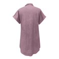 thumbnail image 3 of Robes de Fête pour Femmes Robe Chemise en Denim à Manches Courtes, Robe Tunique en Jean à Demi-Glissière avec Poches Robes Maxi Bordeaux TG, 3 of 6