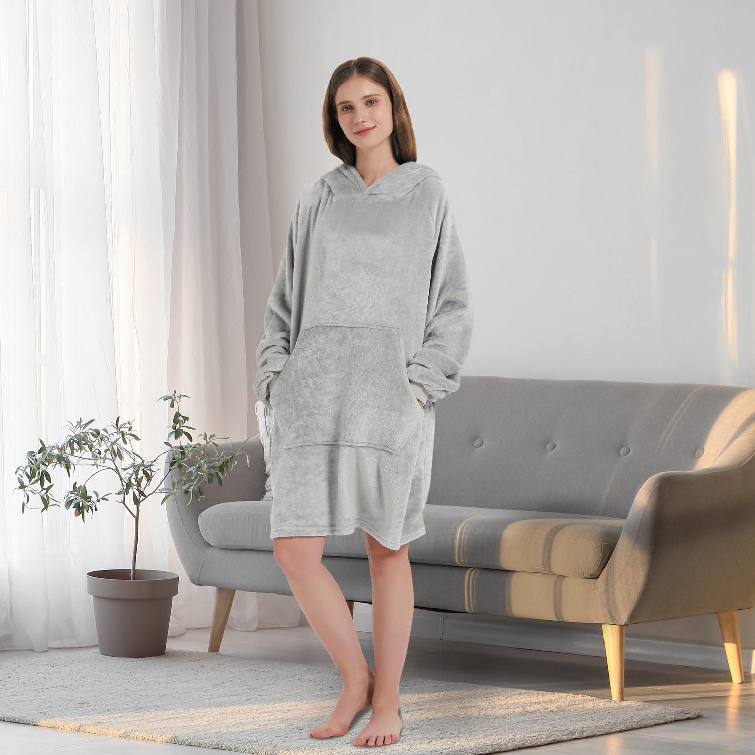 Sweat à capuche portable Marina Decoration avec manches et poche géante, couverture à capuchon surdimensionnée en peluche confortable pour adultes