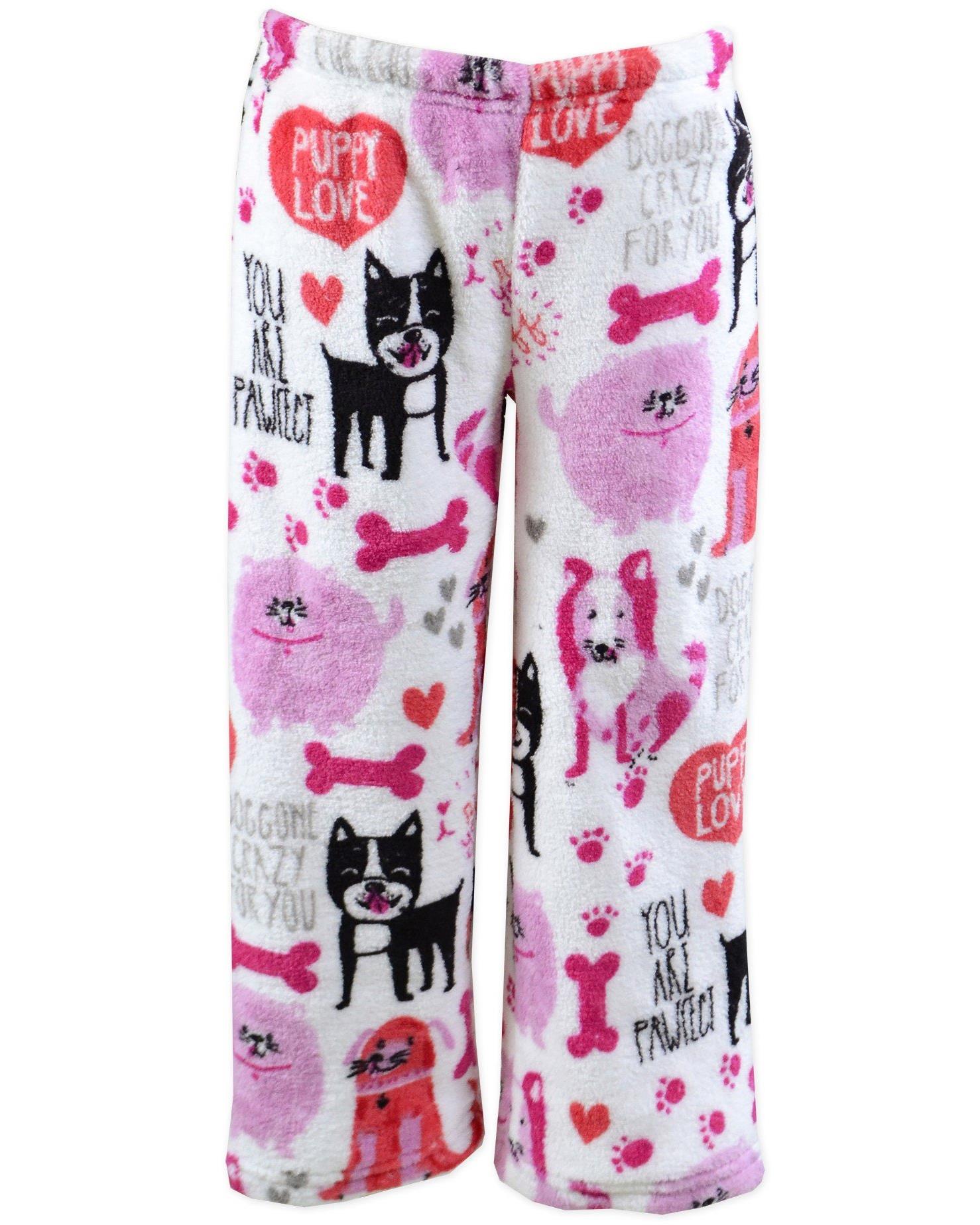 Up Past 8 Girls' Pajama Pants Fuzzy Plush Sleepwear Fun Pants