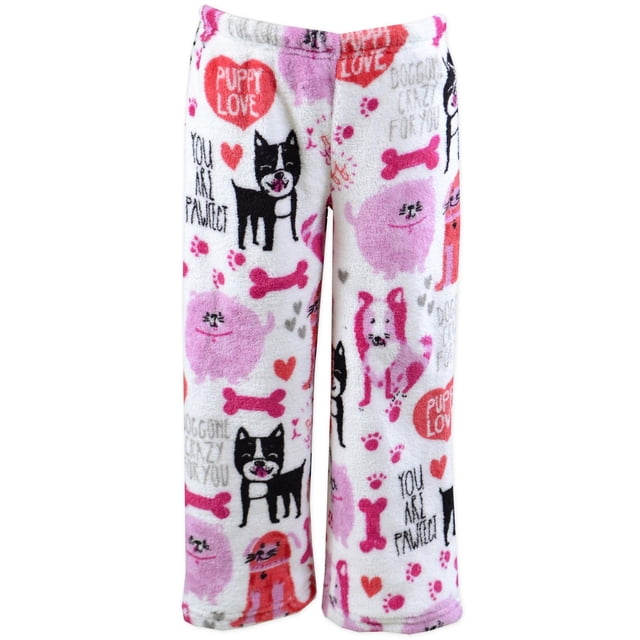 Up Past 8 Girls' Pajama Pants Fuzzy Plush Sleepwear Fun Pants
