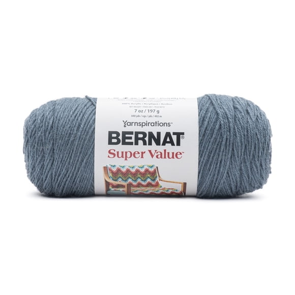 Bernat® Super Value™ Fil acrylique peigné n° 4 (moyen), bleu colonial 7 oz/197 g 440 yards :