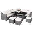 thumbnail image 3 of Patiojoy 7-Piece Wicker Patio Furniture Set Outdoor Rattan Sofa Set Conversation Couch Set Off White, 3 of 10