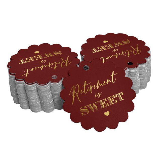 Inkdotpot Retirement Is Sweet Text Bottle Tag Real Gold Foil Favor Hang Tags Pack Of 100