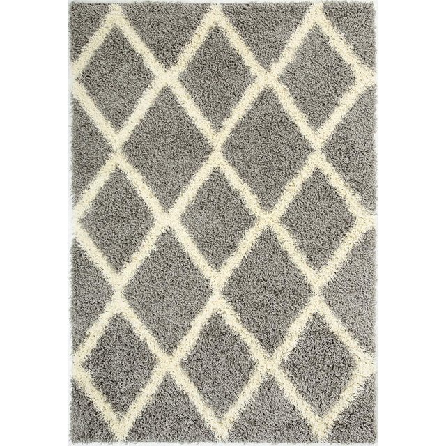 Ladole Rugs Grey Cream Indoor Solid Plain Shag Soft Area Rug Mat Carpet Runner for Living Bed room Entry way Patio Small Medium Large Non Slip Skid Size 3x5. 4x6 5 x 8 7 x 10, 9 by 12 11 feet ft