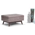 thumbnail image 2 of Maklaine Faux Leather Storage Coffee Table Ottoman in Taupe, 2 of 5