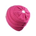 thumbnail image 1 of Gravity Threads Children's Pony Tail Thick Knit Beanie, Candy Pink, 1 of 2