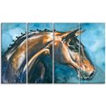 thumbnail image 2 of Brown Horse on Blue Watercolor - Abstract Canvas Art Print, 2 of 3