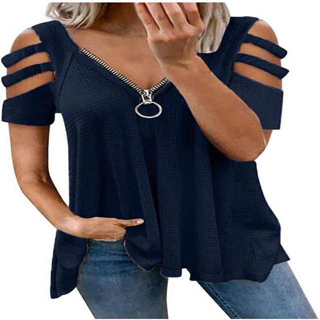 Women T-shirt Leopard Printed Pattern Short Sleeve V-neck Tops