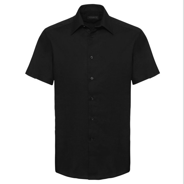 Russell Chemise Oxford Ajustée à Manches Courtes Facile d'Entretien pour Hommes de la Collection