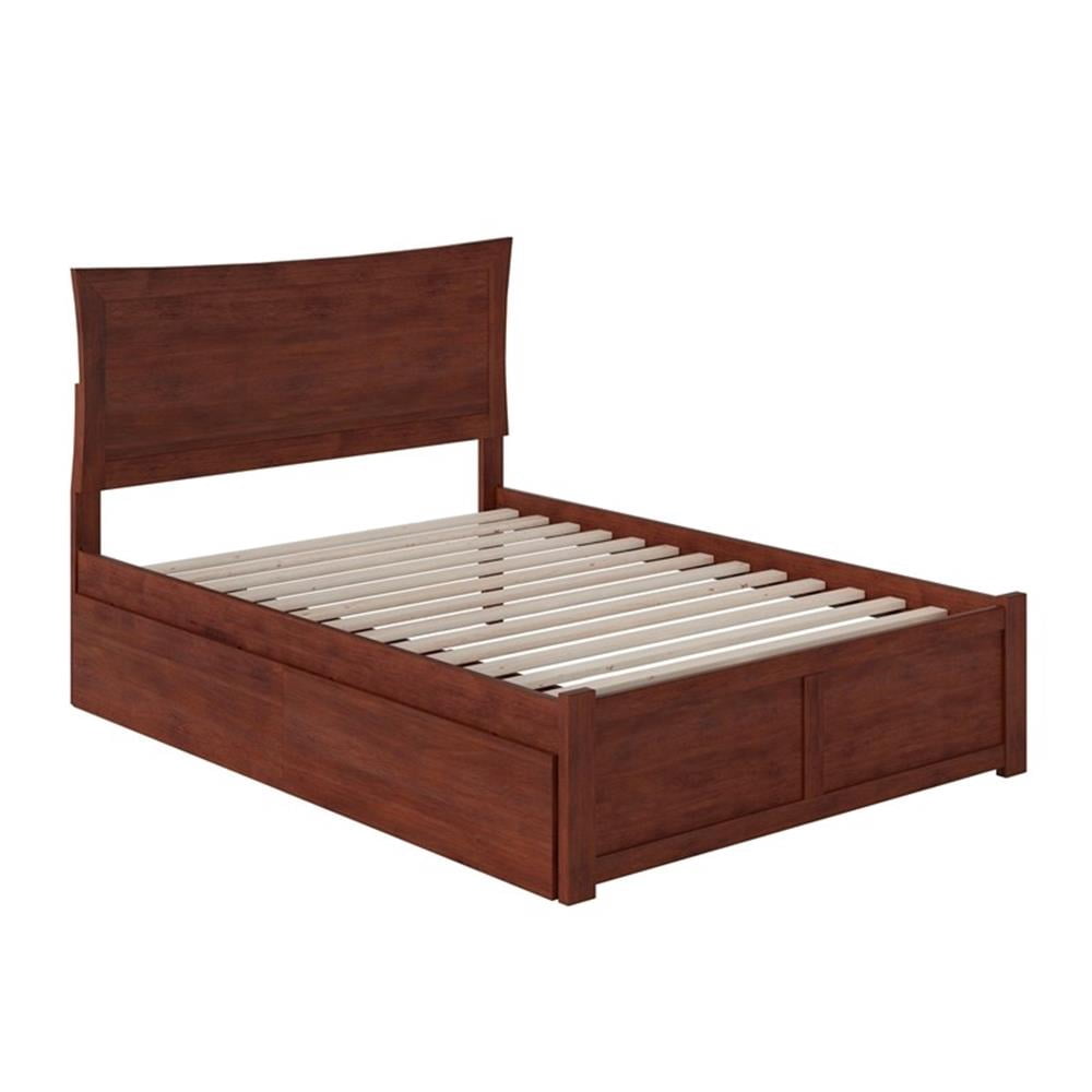 Leo & Lacey 2-Drawer Solid Wood Urban Full Storage Platform Bed in Walnut