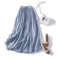 thumbnail image 1 of Cadeaux pour Femmes LSLJS Jupe Cheville en Coton et Lin d'Été Unie Brodée à Taille Élastique pour Femme, Jupe Maxi, 1 of 9