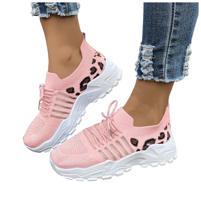 Leopard Chunky Walking Shoes for Women Comfortable Mesh Memory Foam Workout Tennis Running Sneakers