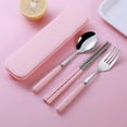 thumbnail image 1 of Stainless Steel Portable Cutlery Set Chopsticks Spoon Fork Three Piece Gift For Office Work Travel Camping, 1 of 8