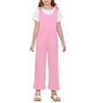 thumbnail image 2 of MIASHUI Combinaisons pour Fille Été Sans Manches Salopettes Enfants Col Rond Pantalons Longs Barboteuses, Rose, 5-6 Ans, 2 of 5