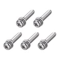 thumbnail image 1 of Unique Bargains Tête de Poêle Crantée en Acier Inoxydable M5x25mm, Vis à la Machine, Rondelle Lisse à Ressort, 5 Pcs, 1 of 2