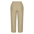 thumbnail image 5 of Timegard Plus Size Pants for Women Elastic Waist Solid Color Comfy Fall Casual Crop Pants with Pockets, 5 of 5