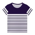 thumbnail image 2 of Zwiiyzr T-Shirt Rayé 2025 pour Enfants Col Rond Manches Courtes pour Garçons Filles Violet-9-10 Ans, 2 of 6