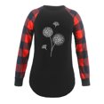 thumbnail image 3 of Mode Décontractée pour Femmes O Col Cou Coutures Imprimées à Manches Longues T-Shirt Top Chemisier, 3 of 3
