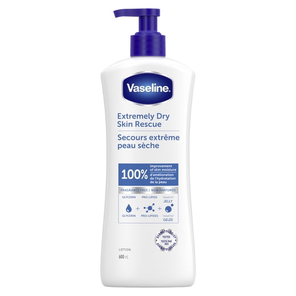 Vaseline Lotion Extremely Dry Skin Rescue Fragrance Free, 600 ml