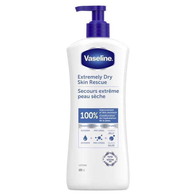 Vaseline Lotion Extremely Dry Skin Rescue Fragrance Free, 600 ml