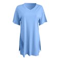 thumbnail image 5 of Pxiakgy Two Piece Outfits for Women Short Sleeve Casual Basic Shorts Set Light blue + XXL, 5 of 5
