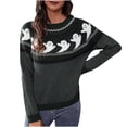 thumbnail image 1 of IROINID Pull à Col Rond pour Femme Imprimé Confortable Mi-Longue Manches Longues Halloween Loisirs Pull à Tricoter Tops, 1 of 4