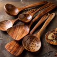 thumbnail image 4 of Cooking Tool Sets Teak Solid Wood Kitchenware Set Spatula No Lacquer Kitchen Cooking Soup Spoon Rice Spoon Wooden Spatula Non-Stick Spatula Set (Color : 6PCS), 4 of 7