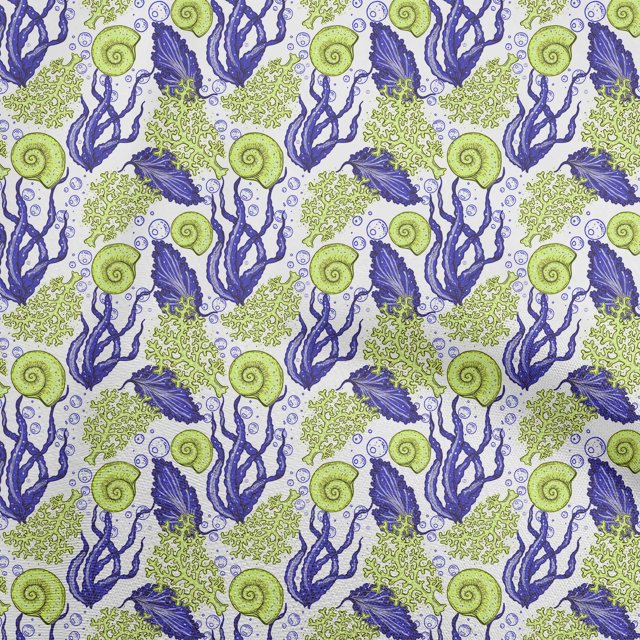 oneOone Velvet Dark Purple Fabric Sea Shells Ocean Sewing Craft Projects Fabric Prints By Yard 58 Inch Wide