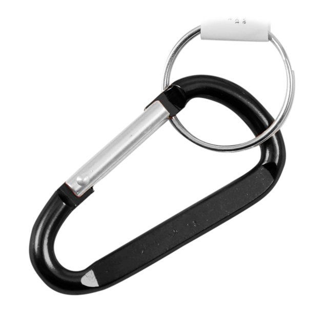 (6 Pack) Aluminum Multi-Color Carabiner Spring Clip Keychain Black Small