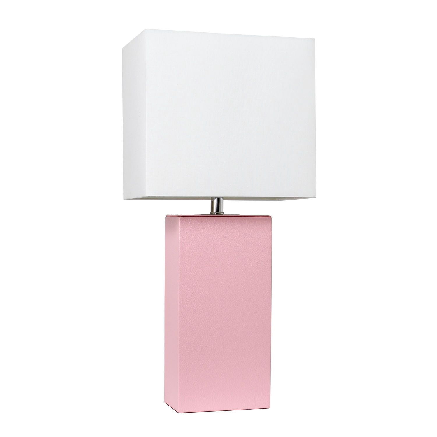 Lampe de table en cuir moderne Elegant Designs avec abat-jour en tissu blanc