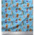 thumbnail image 1 of Soimoi Cotton Cambric Fabric Leaves,Musical Instruments & Animals Kids Printed Fabric 1 Yard 56 Inch Wide, 1 of 3