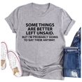 thumbnail image 3 of SMihono Hauts pour Femmes Été Chic Décontracté Femmes Certaines Choses Sont Mieux Non Dites T-shirt Chandail à Manches Courtes Hauts T-shirt Oversize pour Femmes, 3 of 3