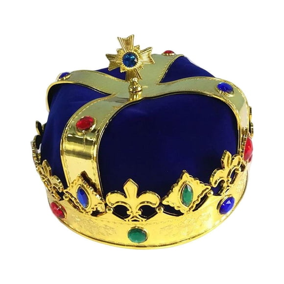 Maoww Chapeau Couronne Roi Royal Thème Fête Accessoire Roi Prince Couronne pour Bal Fête Bleu