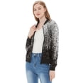 thumbnail image 4 of Womens Sequin Long Sleeve Front Zip Jacket with Ribbed Cuffs, 4 of 5
