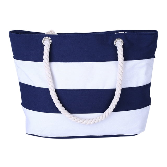 Sac de Plage Estival Tropical à Rayures pour Femmes, Sacs Fourre-Tout Réutilisables pour l'Épicerie, Sac à Bandoulière avec Poche à Fermeture Éclair. Ce Grand Sac Fourre-Tout, Mesurant 21 x 12,6 x 5,3 Pouces, Présente un design à Rayures Noires et Blanches avec un Matériau durable en Coton et polyester. Il Comprend des Poignées en Corde Robustes pour un Port à l'Épaule Confortable et une Fermeture Éclair Supérieure Sécurisée. le Sac a une Poche Intérieure à Fermeture Éclair pour les Objets de Valeur et Est Idéal pour les Activités de Plein Air, les Voyages et l'Utilisation à la Plage.