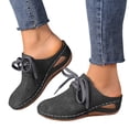 thumbnail image 1 of Sabots à Talon Compensé pour Femmes, Mules à Enfiler, Chaussures Confortables à Lacets, Bout Fermé, Sandales d'Été Sans Talon, 1 of 6