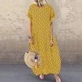 thumbnail image 2 of Robe Blanche Femme Décontractée à Pois Manches Courtes Col Robe Maxi, 2 of 5