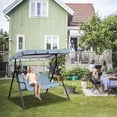 thumbnail image 4 of Outdoor Swing Canopy Replacement Cover - Heavy Duty Waterproof & Windproof 3-Seater Top Cover for Patio Swing Chairs - UV Protection Rip-Proof Garden Swing Cover 98"x 73"x 7" for Backyard, Porch, 4 of 9