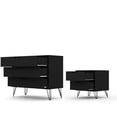 thumbnail image 3 of Manhattan Comfort Commode en Bois Rockefeller et Table de Nuit, Noir, 3 of 10